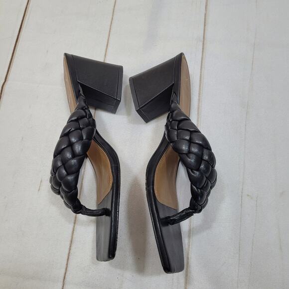 Marc Fisher Norsa braided leather black block heel shoes Flip flop - Picture 6 of 8